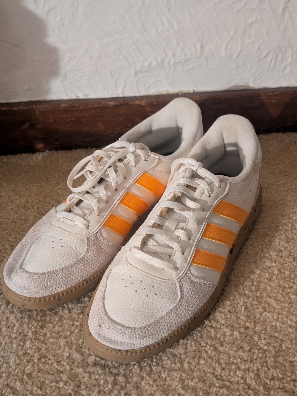 adidas Breaknet Sleek White Sneakers with Orange Stripes